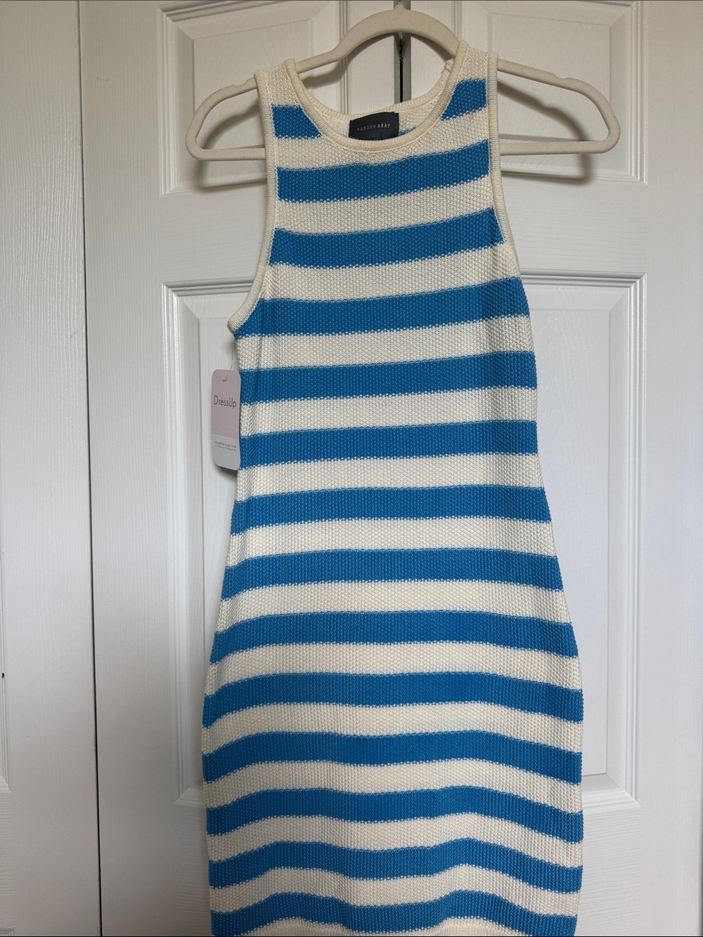 Striped Blue and White Knit Tank Dress -